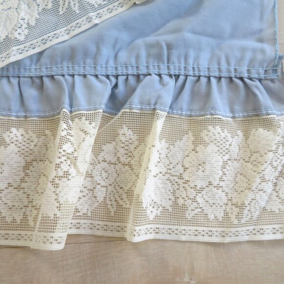 Vintage Blue Blouson Valance Lace Trim 15.5 x 60 inch Made in USA - Picture 3 of 11
